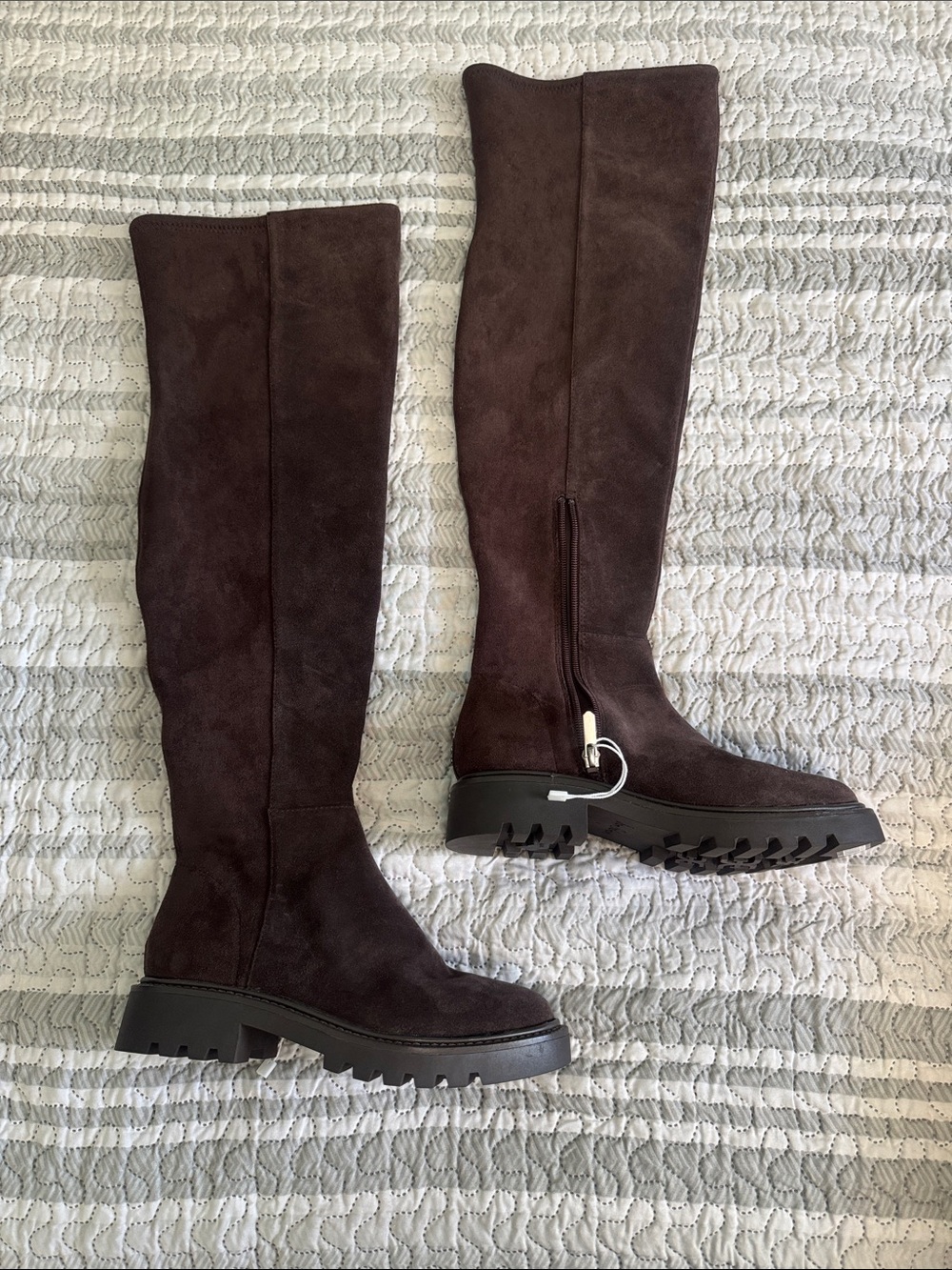 Sam Edelman Over-the-Knee Brown Suede Lug-Sole Boots 6M